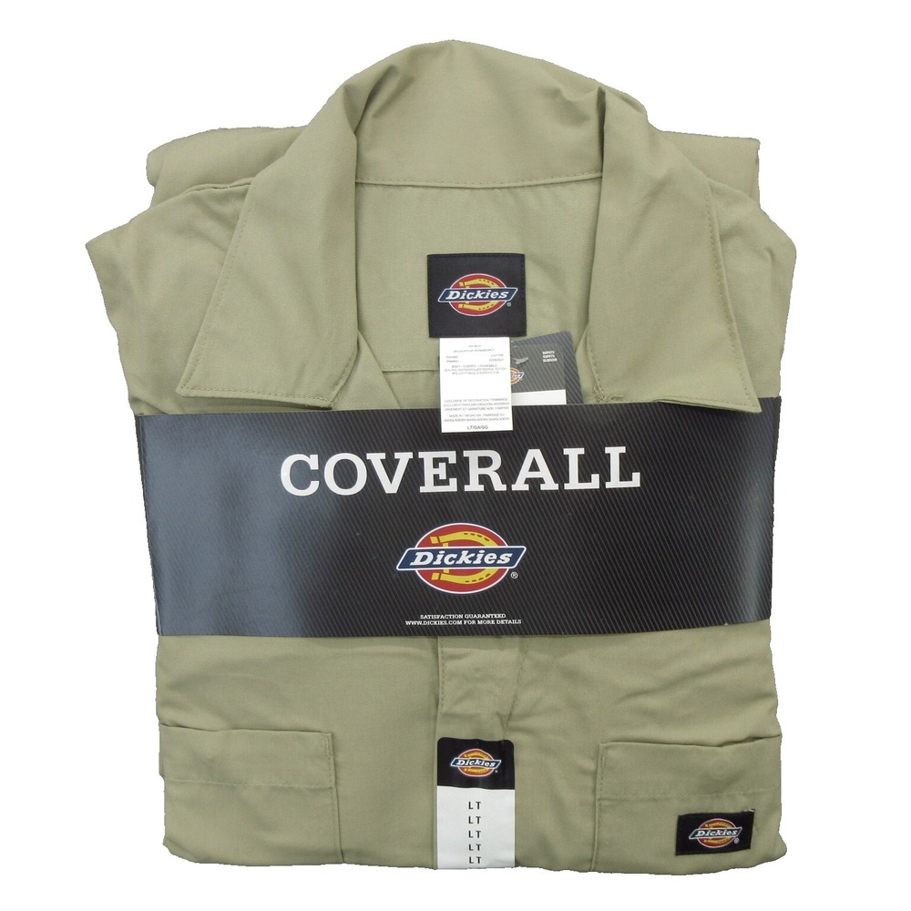 Dickies Men's Coverall Work Size LT Beige Twill Short Sleeve Collared New